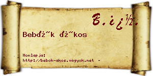 Bebők Ákos névjegykártya